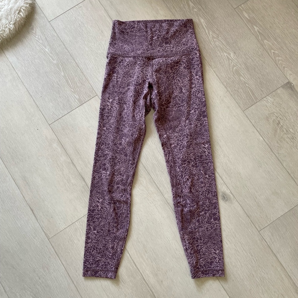 Lululemon Align 25” Purple Floral Leggings Pants Sz 4